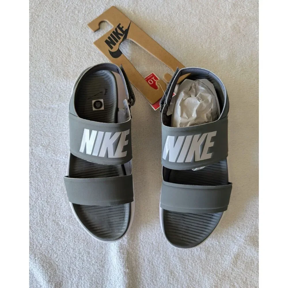 Nike Tanjun Sandal Size10 Cool Gray Pure Platinum White Adjustable NWT